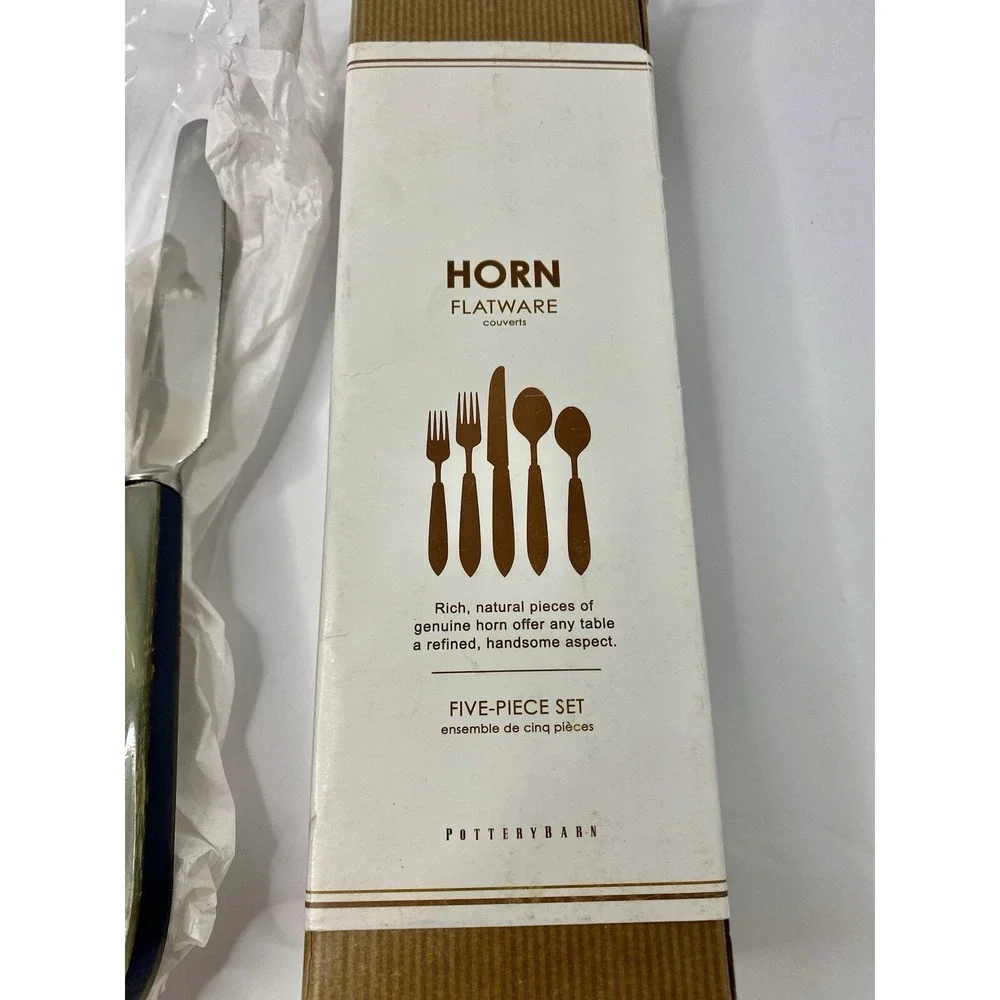 Pottery Barn Horn Flatware 2008-2009 Genuine Horn 5 Piece Place Setting Read #3